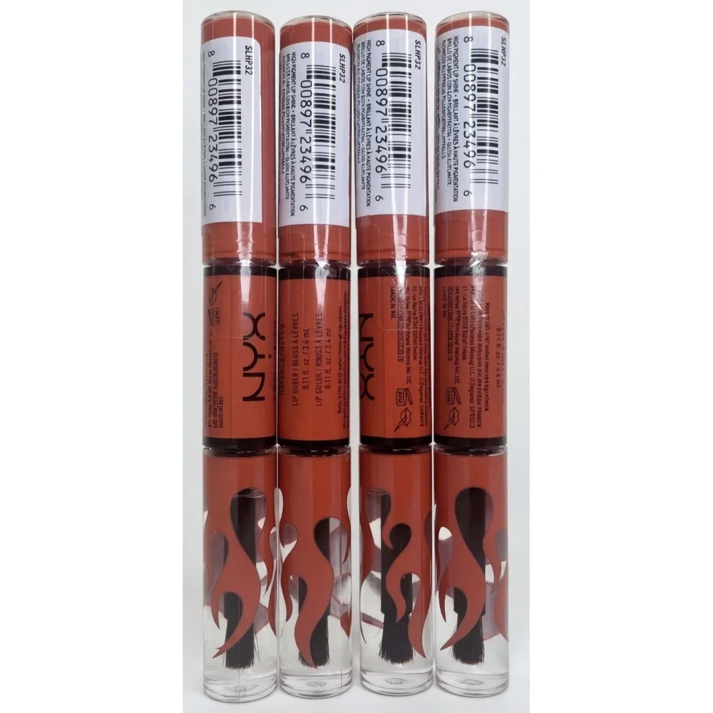 Lot Of 4 NYX Shine Loud Lip Gloss Habanero Hottie Lip Gloss Lip Color 2 In 1